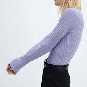 NWT Mango Lilac Ribbed Sweater